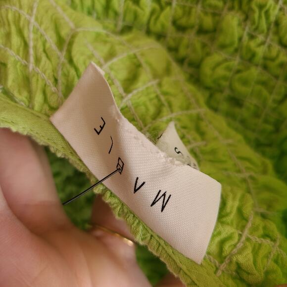 Anthropologie Mable Elenore Green Smocked Romper Small Tank Flowy Short Lime - Picture 5 of 6